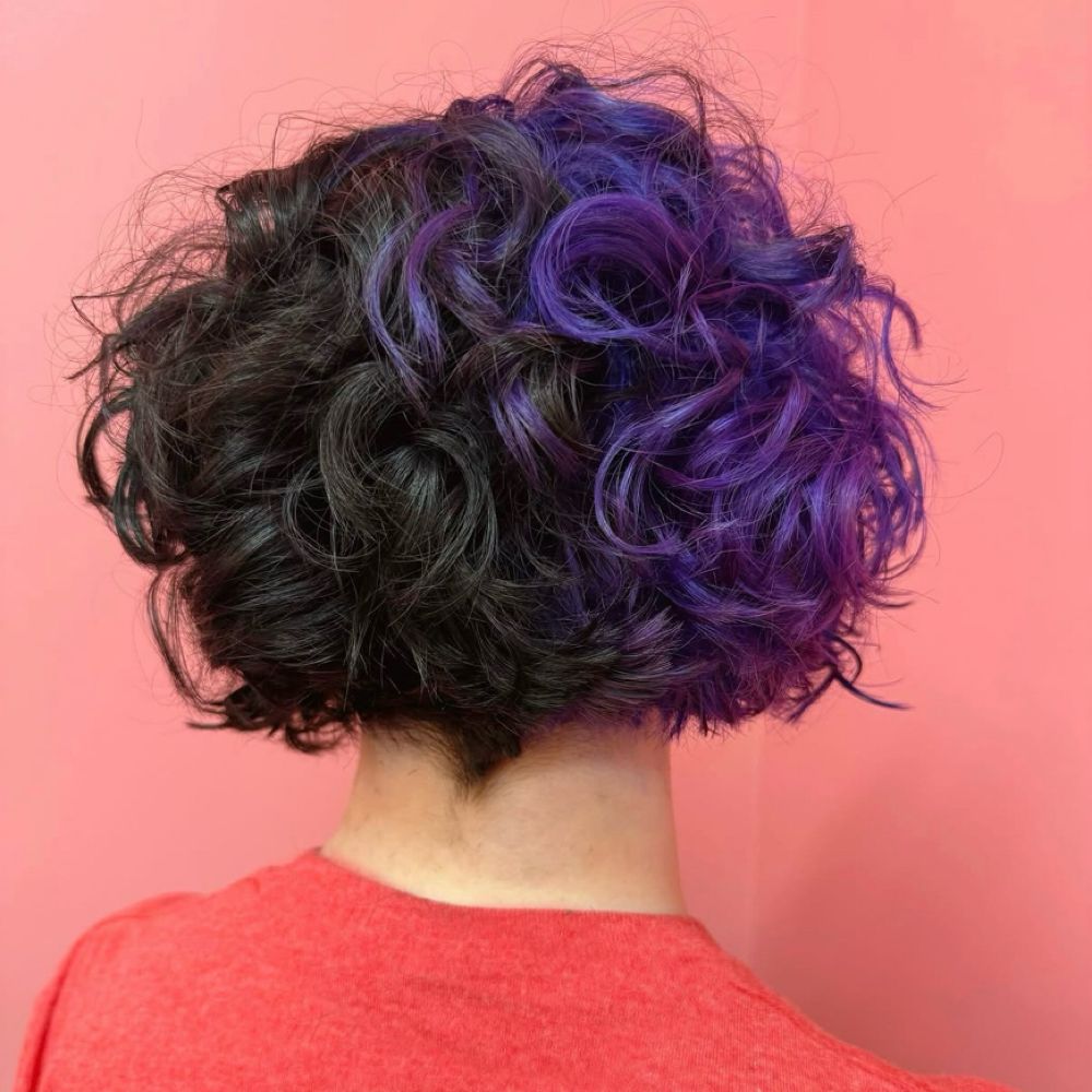 Purple curly bob