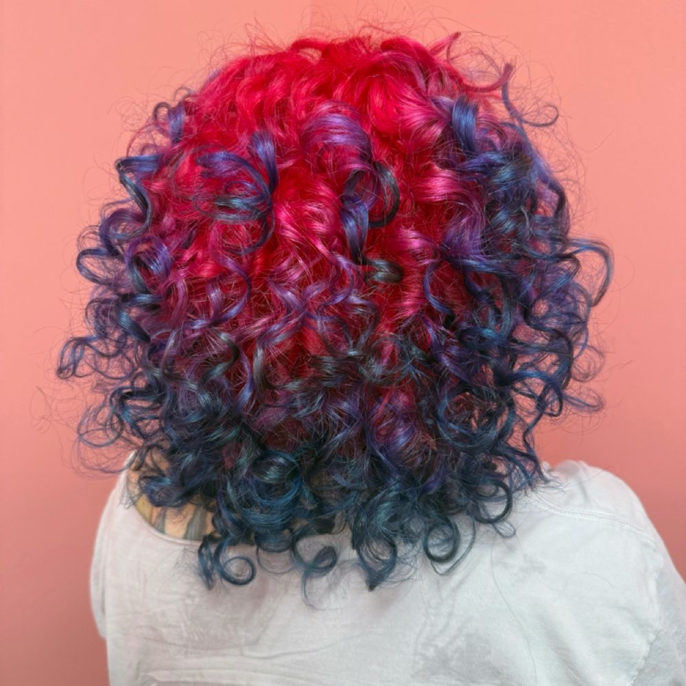 Red and blue vivid curls